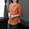 Cotton Linen Shirt Women's Long Sleeved Loose Spring Outfit Stand Up Collar Fashionable Plus Size Casual Linen Top