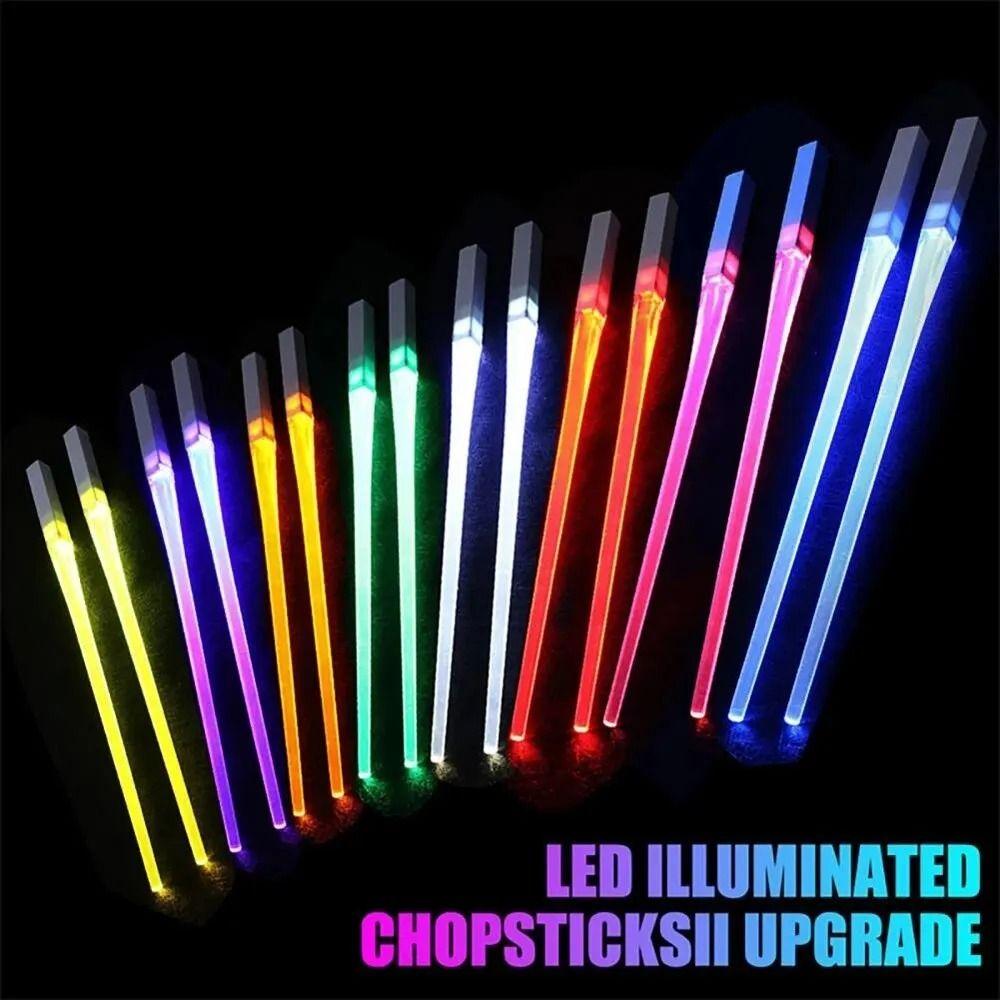 1pair LED LightSaber Chopsticks Reusable Glowing Chop Sticks Fun Light Up Chopsticks  Kitchen