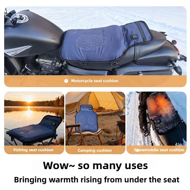 Universal Motorcycle TPE Honeycomb Gel Seat Cushion with Three-level Heating Function Winter Motorcycle Warm Seat Cushion