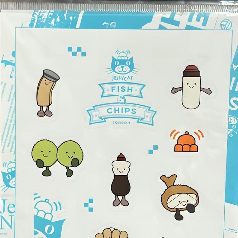 JELLYCAT Fun Food Series London Limited Fish and Chip Sticker IP Peripherals