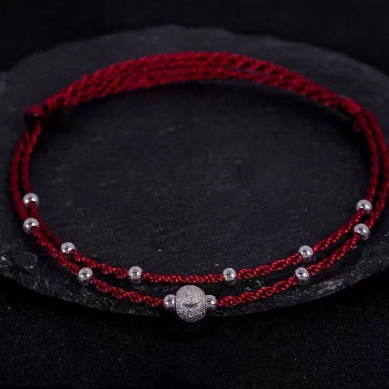 Lucky Silver Bead Rope Anklet Ornament Accessories Adjustsize Tie Foot Friend Gift Lucky Simple Anklet Personality Jewelry