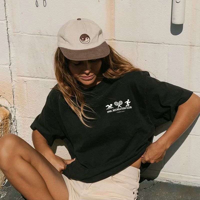 Recreation Club American Retro Sports Style Casual Sports Fitness Letter Pure Cotton Short Sleeve T-shirt