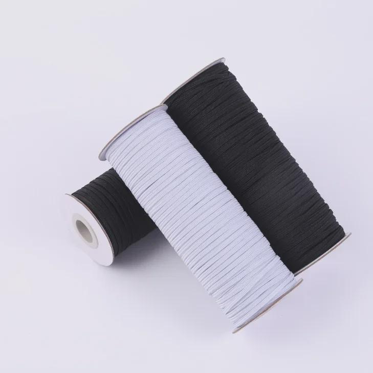 Bílý vysoce elastický koňský pás - 1 cm & Černá úzká elastická guma - 6 mm pro oděvní doplňky