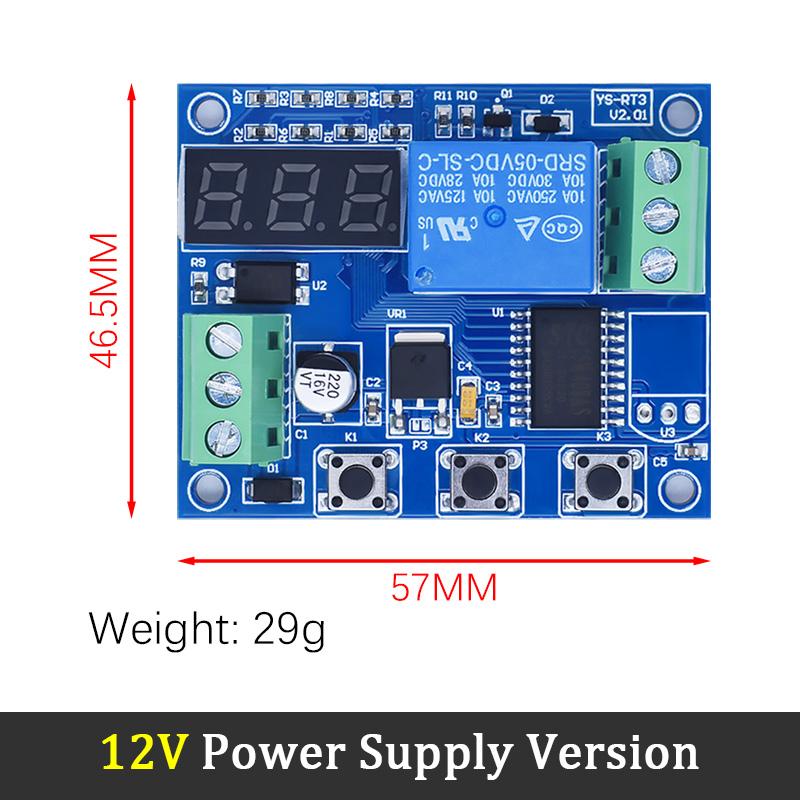 12V/220V Multi-Mode Delay Relay Module, Programmable Timer Switch with Interval On/Off for Industrial & Home Control