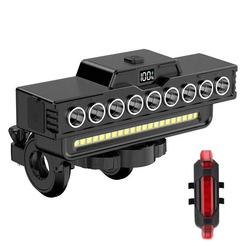 12 LED Bicycle Front Light Rechargeable 130dB Cycling Bike Horn Easy To Install 7 Mode Bicycle Bell Light Cycling Lamp Accessory