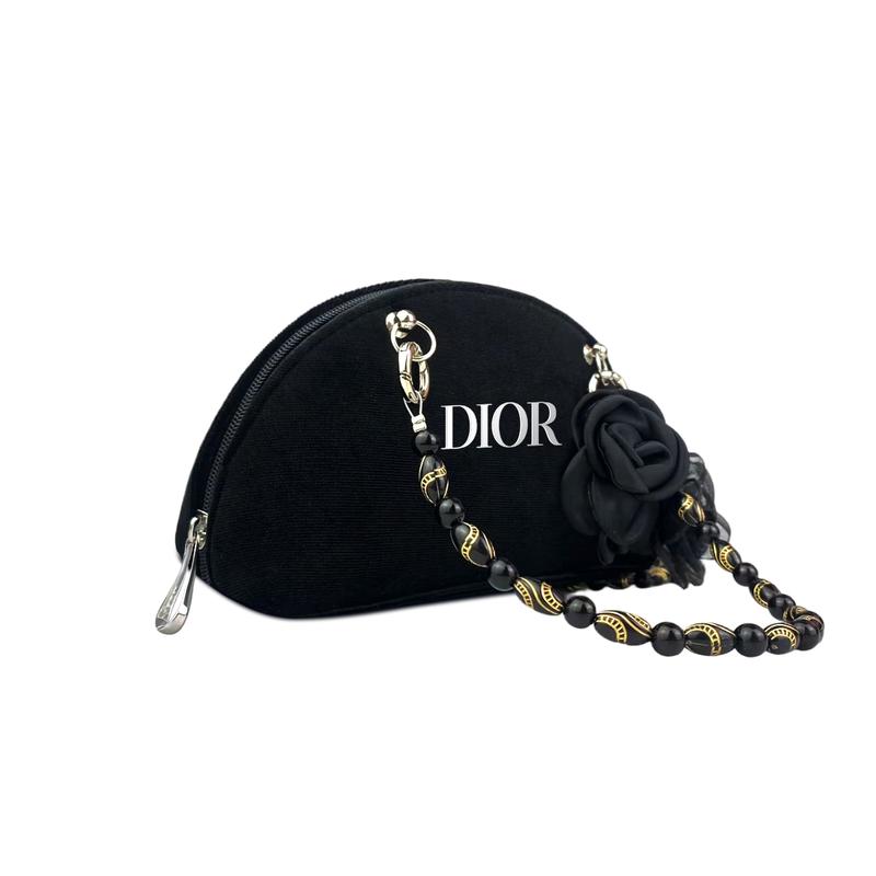Dior [Přizpůsobitelná kosmetická taštička] BNK Sametová Růžová Látka Umělecký Styl Ležérní a Všestranná Intelektuální Elegantní Luxusní Květinová Dekorace Úložný Prostor