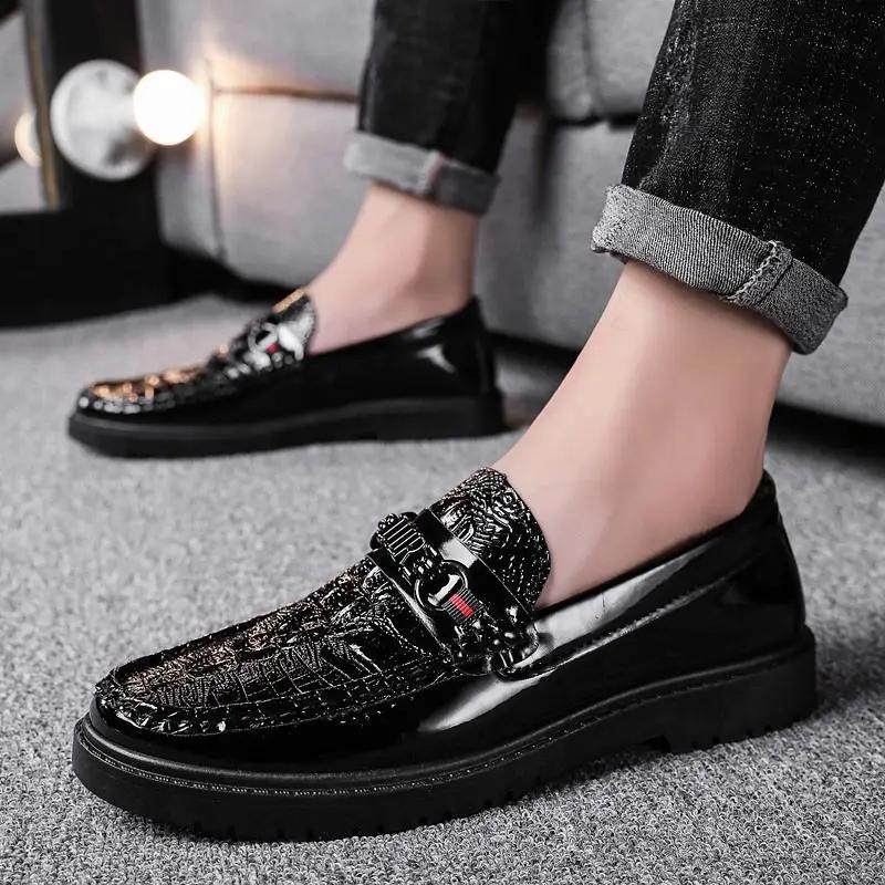 Fashion Round Toe Male Casual Shoe Non Slip and Waterproof Flat Men's Leather Shoes Common Summer Sale Classic Original Luxury Adults Pu