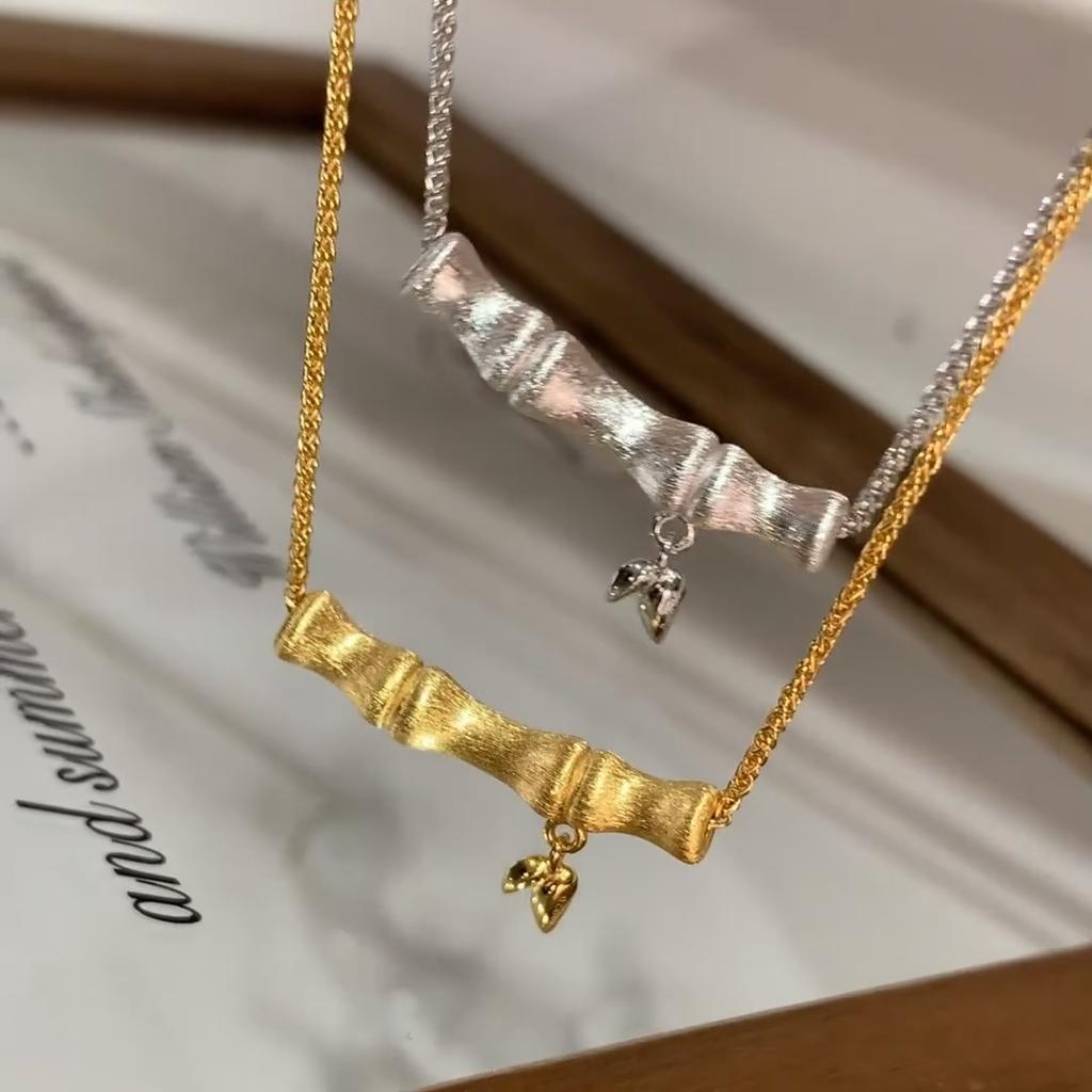 National Style, Cool Feeling, Handmade Brushed Bamboo Necklace, Women'S Exquisite Design, Joint High-Rise Collarbone Chain
