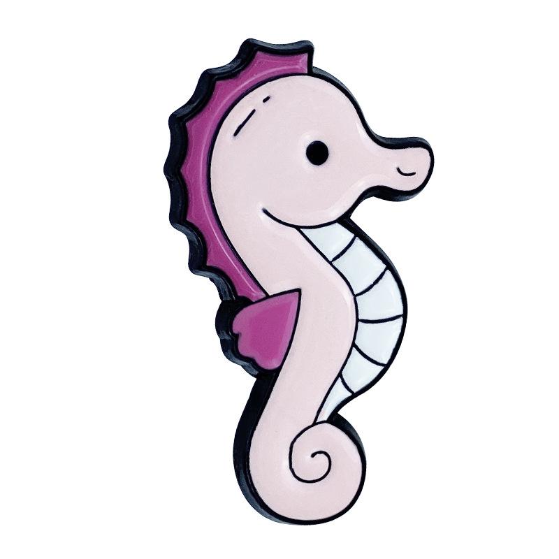 Marine Life Cartoon Brooch Set: Shark, Jellyfish, Seahorse, Starfish