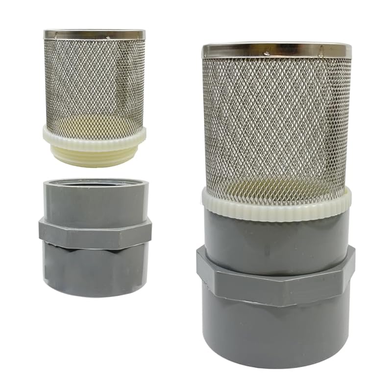 1 inch Stainless Steel Filter Cover Connected to 1 inch/DN25 Grey PVC Filter Water Pipe, Vent Cap Suction Strainers Used to Remove Debris and Reduce
