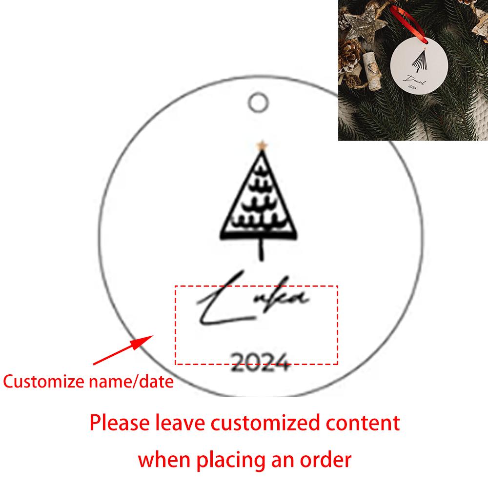 Personalized 5Pcs Christmas Tree Wood Ornament Minimalist Tree Baubles Winter Wedding Favors Keepsake Home Hanging Decoration
