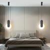 Modern Acrylic LED Pendant Lights Black White Restaurant Bedside Moon LED Pendant Light Suspension Ceiling Hanging Lamp