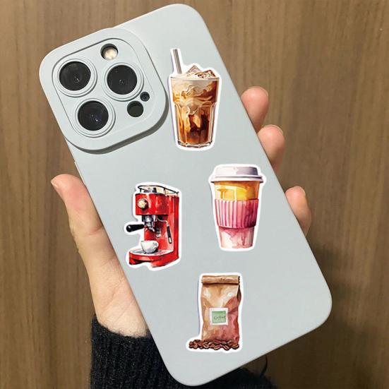 50Pcs/Set Coffee Lovers Sticker Self-adhesive Waterproof PVC DIY Phone Cover Cup Luggage Skateboard Laptop Scrapbook Graffiti Decal Kit