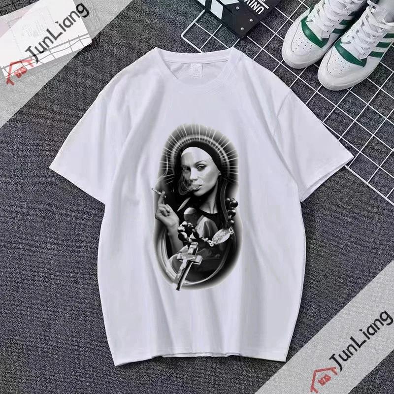 Smoking and Drinking Nuns Religious T-shirt, Cute Unisex T-shirt Short Sleeved Summer Crew-neck Plus Size Breathable Clothing
