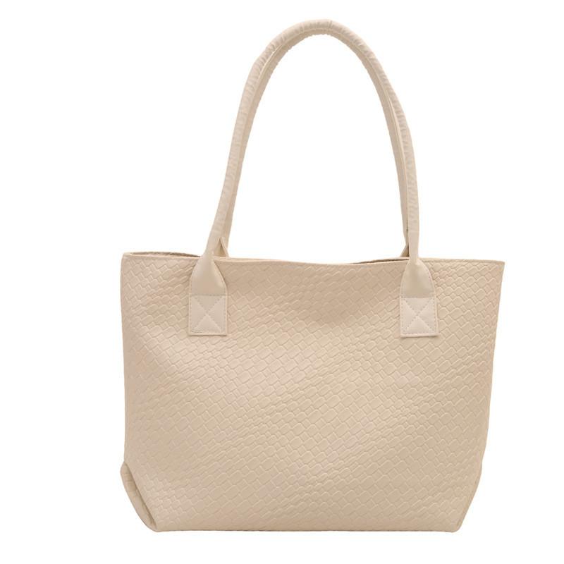 Stylish Korean Large Capacity Tote Bag For Women With Woven Texture Design Ideal For Daily Use