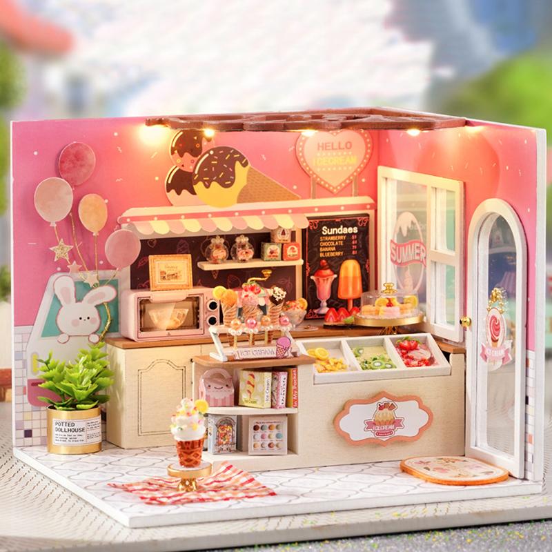 Wooden Mini Miniature Doll House DIY Small House Kit Production Room Princess Toys Home Bedroom Decoration with Furniture Gifts