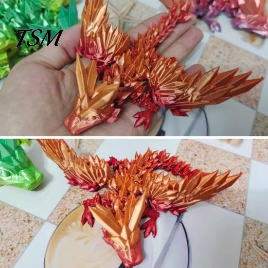 Flying Dragon Model 3D Printed Figurine Movable Joints Chinese Figure Mini Articulated Winged Fidget Toy Desktop Decoration Ornament Collectible