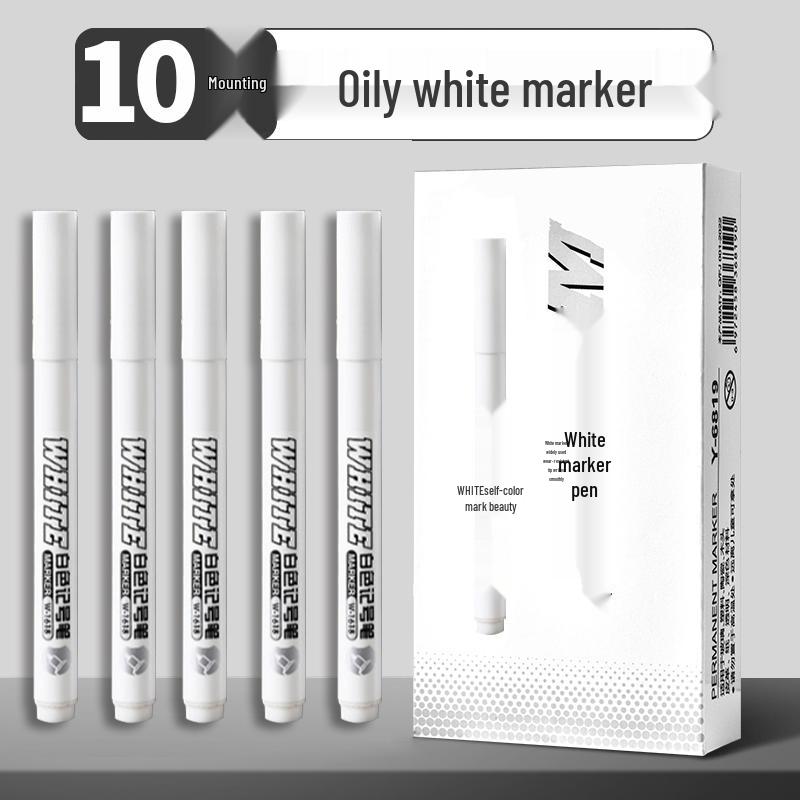 White Waterproof Quick-Dry Oil-Based Tire Marker Pen, Fade-Resistant Fine and Broad Points for Labeling.
