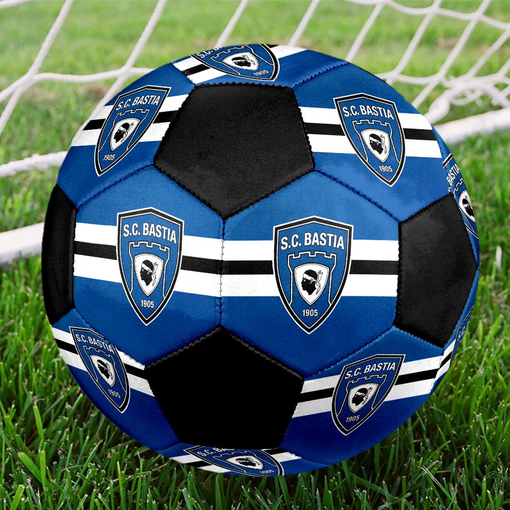 SC Bastia Soccer Ball, Colorful, Suitable for All Ages, Machine-stitched, PVC Material, Competition Grade, Durable and High Bounce