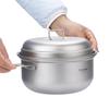Titanium Steamer Stockpot Set with Lid Outdoor Camping Soup Steaming Pot Pan Mess Kit