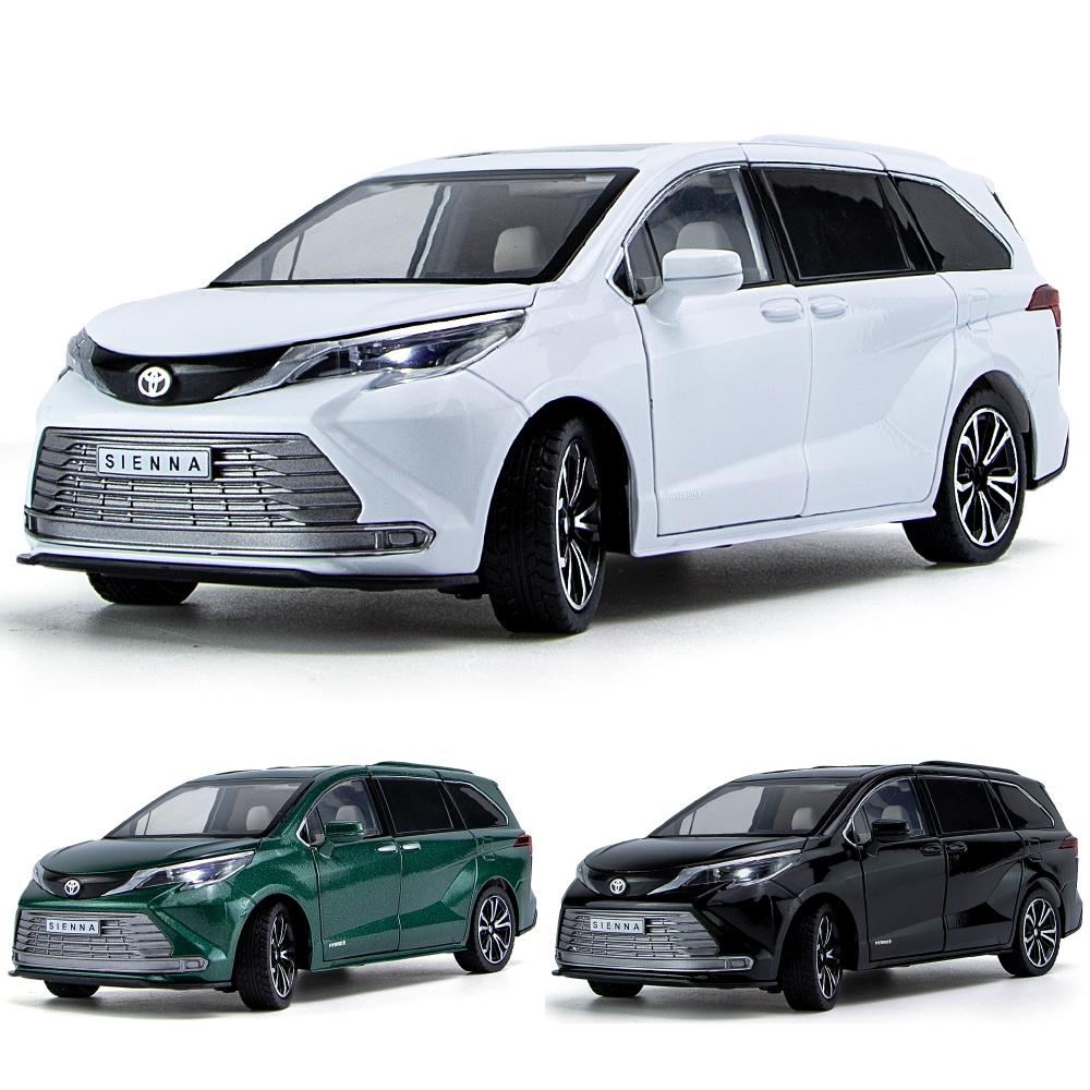 1/24 TOYOTA SIENNA MPV Furgone Giocattolo Diecast Modello Auto Giocattolo Miniatura Pull Back Suono & Luce Porte Apribili Collezionismo Regalo per Ragazzo Bambino