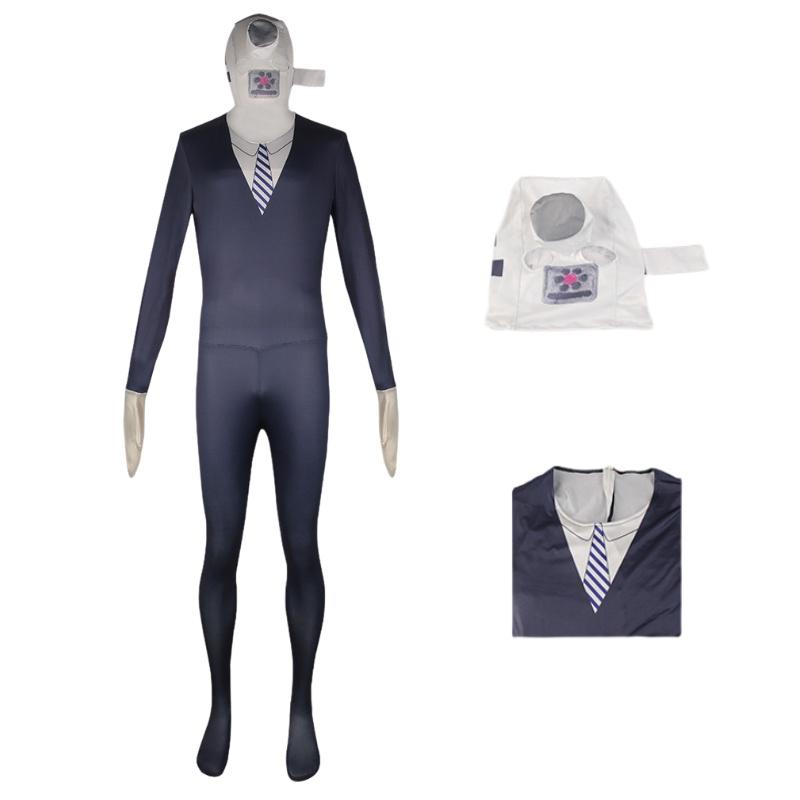 Tv Toilet Skibidi Man Cosplay Jumpsuit Tight Halloween Party Game Role Playing