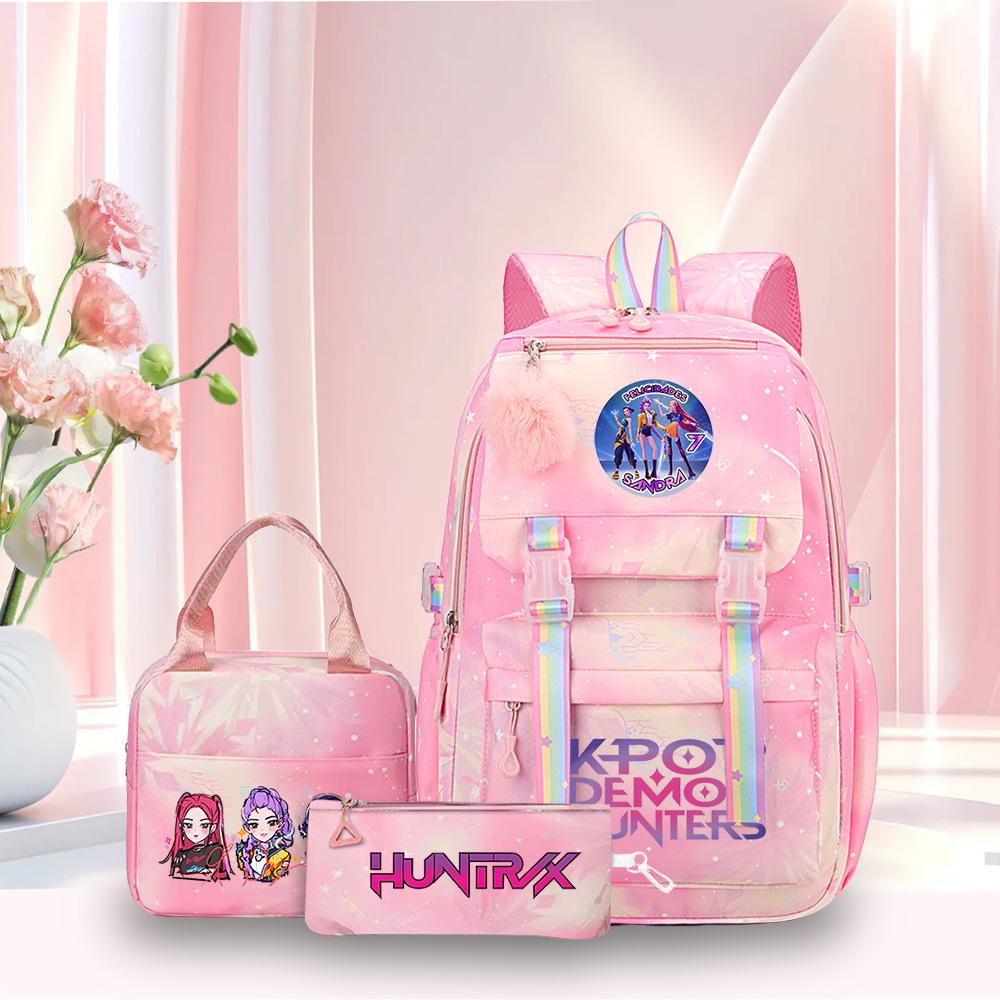 K-Pop Witch Hunters Cartoon Printed Student Pencil Bag Lunch Bag Three-Piece Backpack