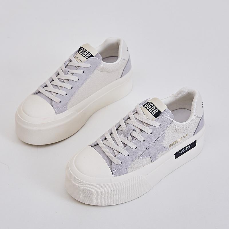 Star Women's Shoes 2025 Autumn New Women's Sports Leather White Shoes Women's Platform Casual Versatile Board Shoes Women's Tide