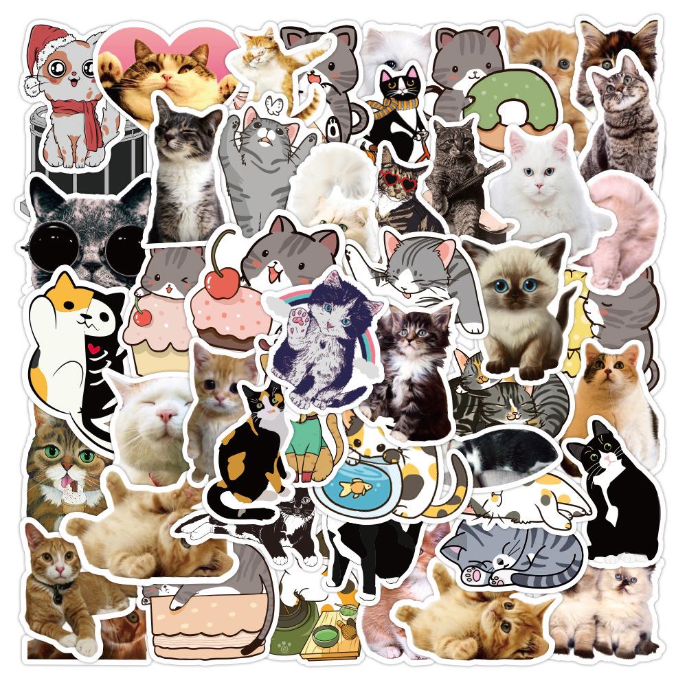 1800 Realistic Cartoon Kitten Stickers: Cute Cat Graffiti Collection for Creative Decoration