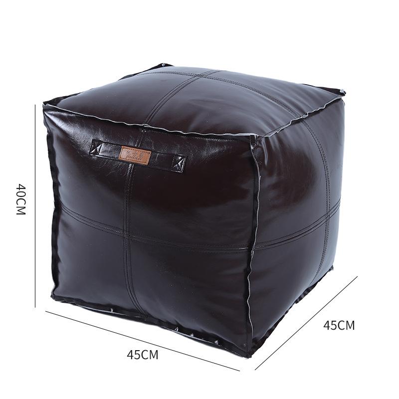 Unstuffed Pouf Cover No Filling Cushion Cover Oil Wax Leather Footstool Lazy Floor Futon Bedroom Decor Foot Stool Ottoman Cover