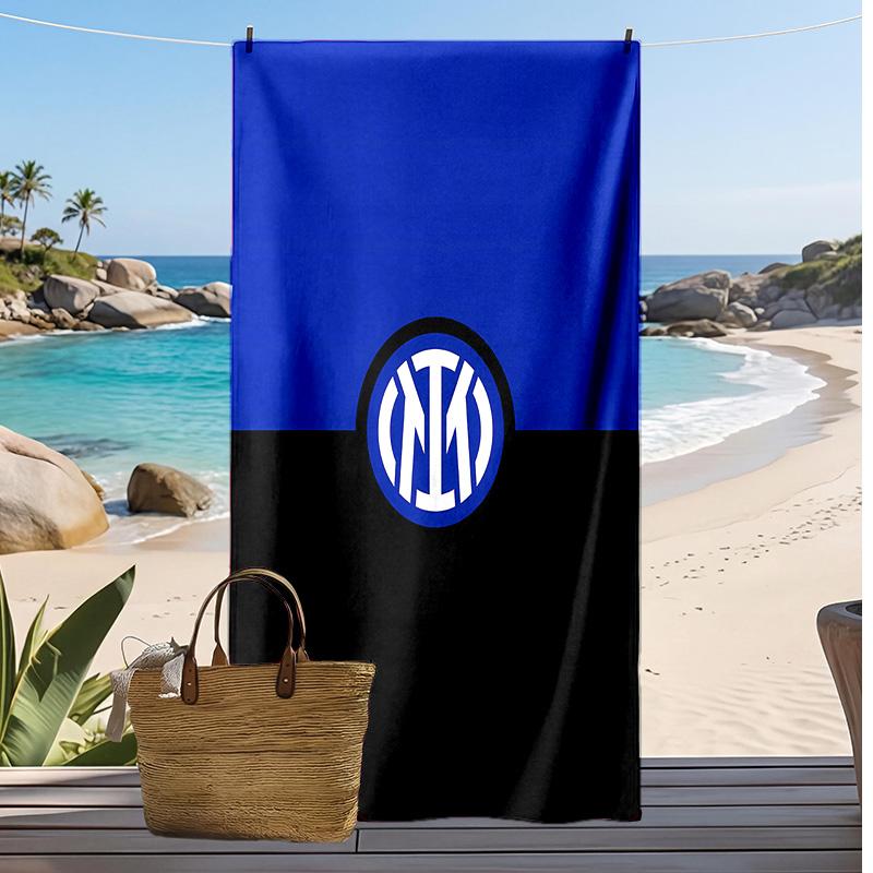 Toalla de Playa Impresa del Inter de Milán Secado Rápido Toalla Suave Manta de Playa Rectangular Grande Portátil para Viajes Piscina