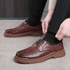 Men's Shoes Leather Shoes Business Casual Cowhide Men's Single Shoes Lace-up Trend Fashion Board Shoes