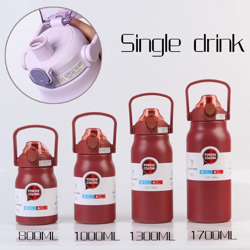 1.3L/1.7L Large Capacity Thermo Bottle Stainless Steel Thermal Thermo Water Portable Vacuum Mug Thermos Insulated Cup Tumbler