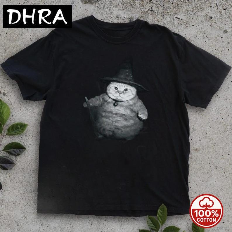 Wizard Kitten Vintage Shirts Chonk Cat Witch Cat Halloween Shirt Halloween Cat Shirt Funny Meme Cringe Shirt Spooky Cat Tops S