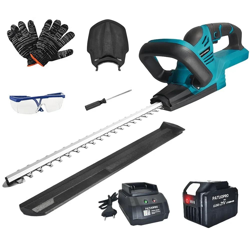 PATUOPRO 480MM Electric Hedge Trimmer Cordless Dual-blade Garden Shrub Pruning Shear Handheld Power Tool For Makita 18V Battery
