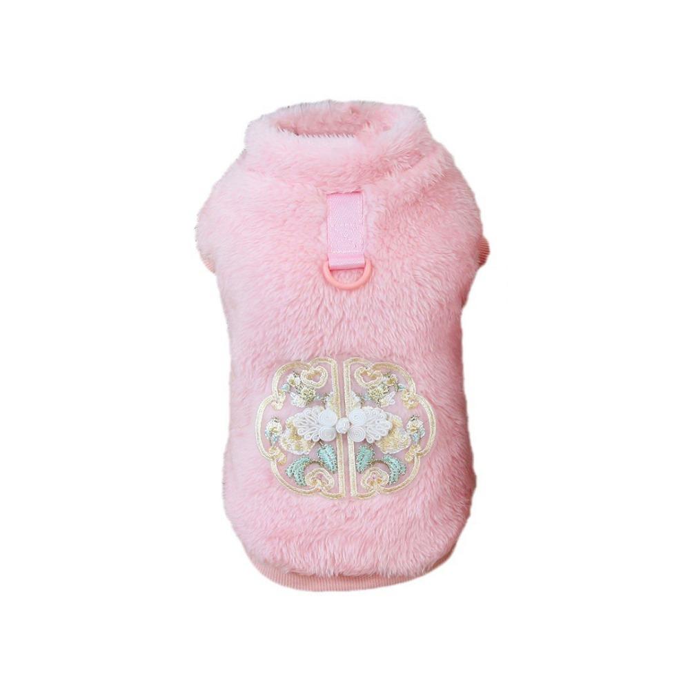 

Мягкий зимний жилет для собаки в китайском стиле, комбинезон для собаки, плюшевый костюм для питомца, свитер-пальто для собаки, для собак, щенка XXL розовый