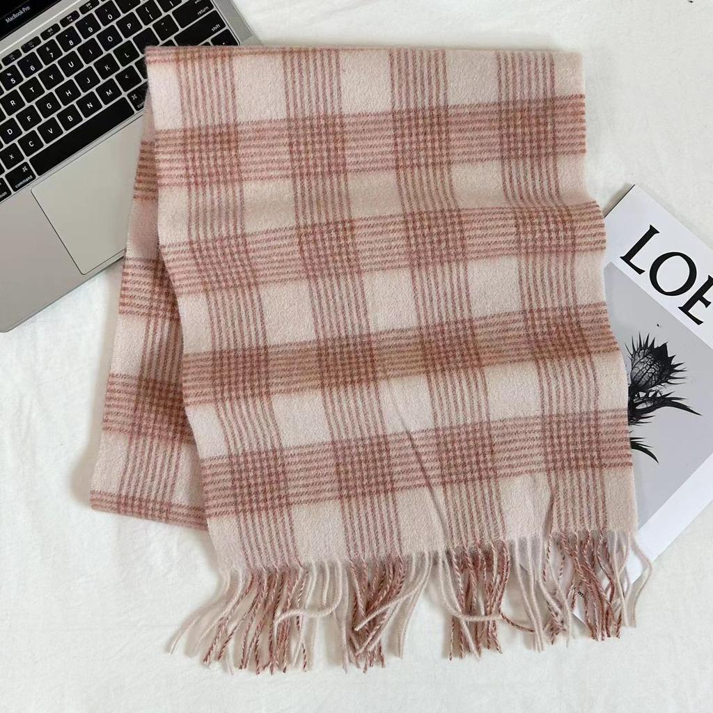 Xiaohongshu Popular Cherry Red New Year'S Red 100% Wool British Versatile Scarf Women'S And Men'S Cashmere Warm Scarf