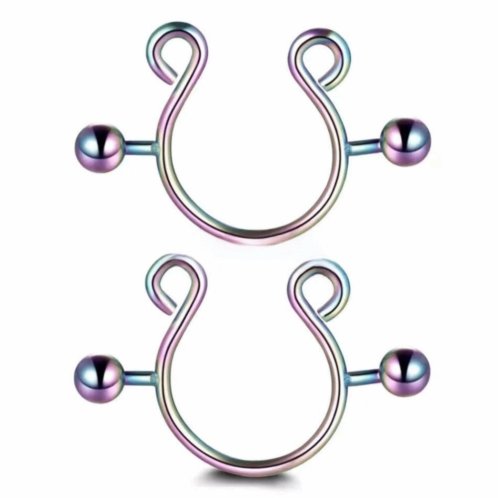 2 stuks/set Stalen Nep Tepel Niet-doorborende Ringen Niet-doorborende Lichaamssieraden Lingerie Matching