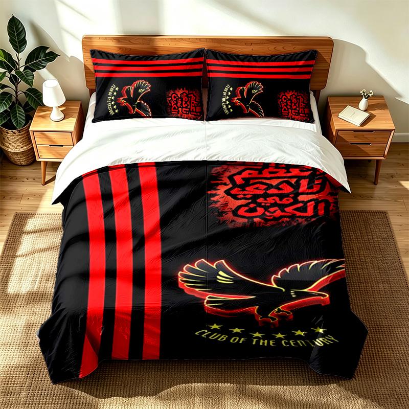 Al ahly (14) 3pc set suitable for master bedrooms soft and comfortable an ideal gift for family and friends Includes one duvet cover and two pillowcas
