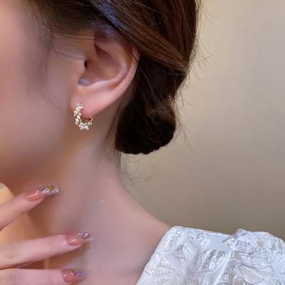 1Pair  Simple Temperament Circle Pearl Earrings  Small Versatile Earrings Women'S Jewelry