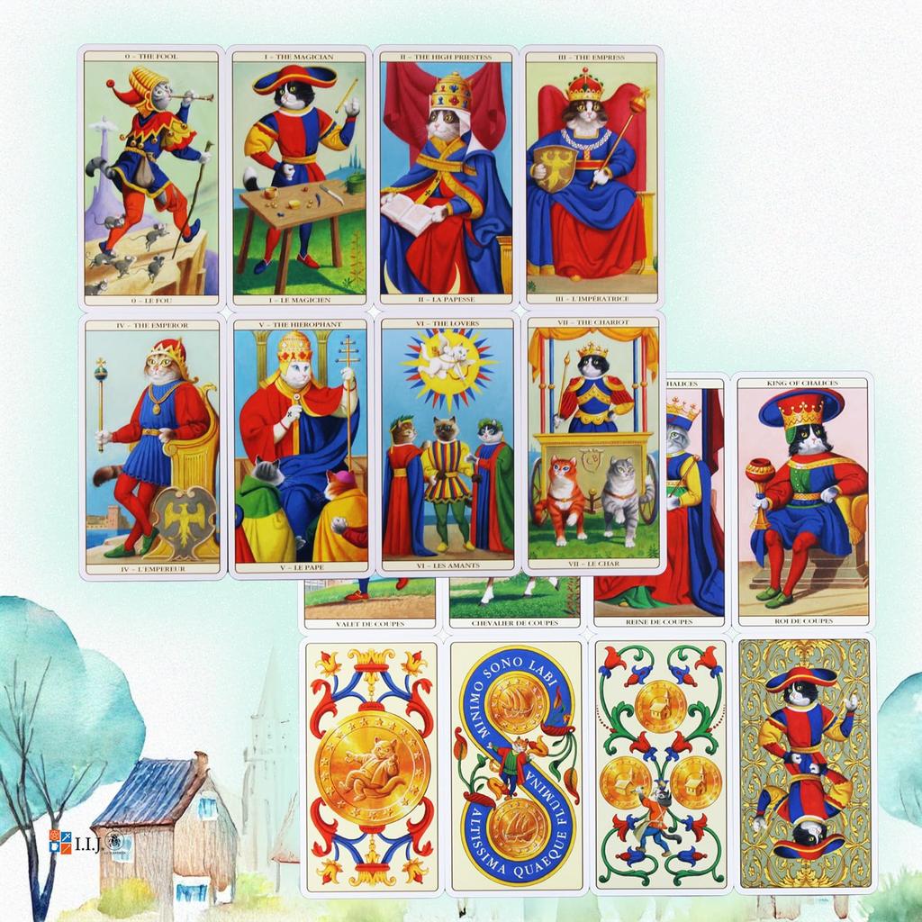 Marseille Cat 78 Marseille Tarot Card with Japanese Authentic I.I.J Tarot, Cards, Edition, Reading, Cat, Instructions,