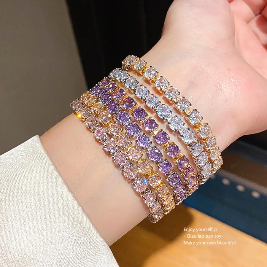 Geometric Zircon Square Link Bracelet For Women Elegant Fashion Gift For Her
