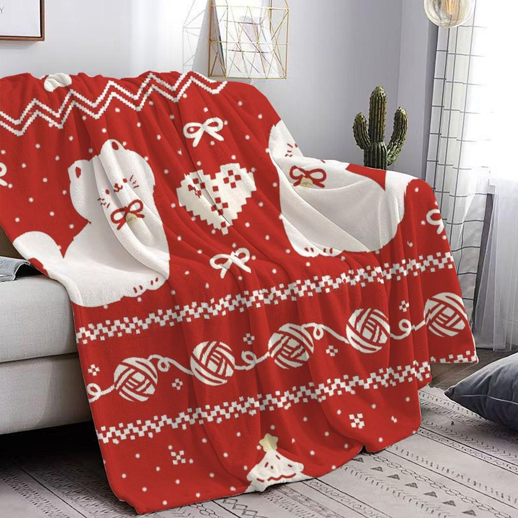 Christmas theme digital-printed polyester Bedroom velvet flannel cover blanket Fleece soft sofa cover blankets for beds
