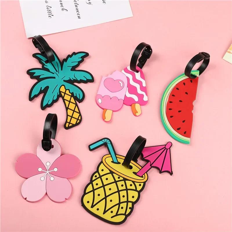 Silica Gel Cartoon Fruit Luggage Tags Suitcase ID Address Label Holder Baggage Boarding Tags Women Men Travel Accessories
