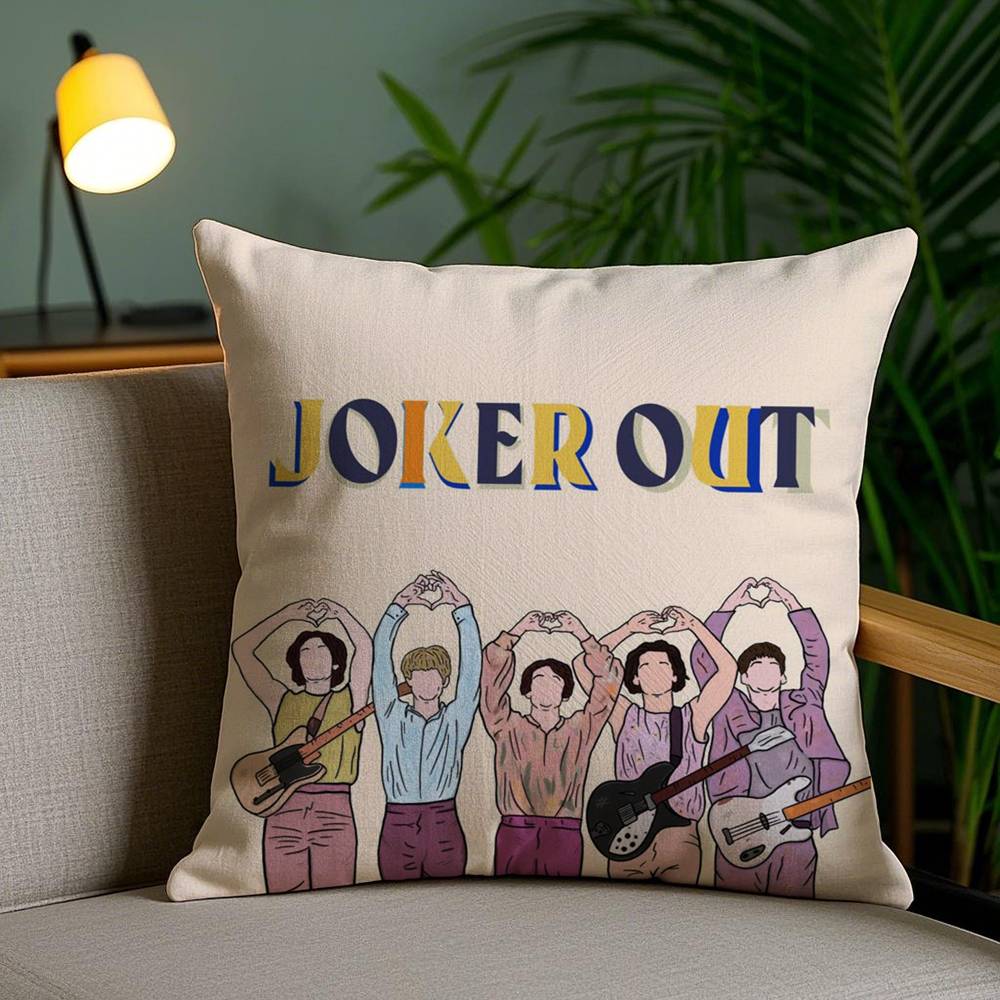 J-Joker O-Out Band Pillow Case Sofa Short Plush Double-sided HD Printing Room Home Office Gift Cushion Cover