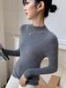 Women's Slim-Fit Cashmere Knit Top - Fashionable Half-High Neck, Casual Versatile Sweater