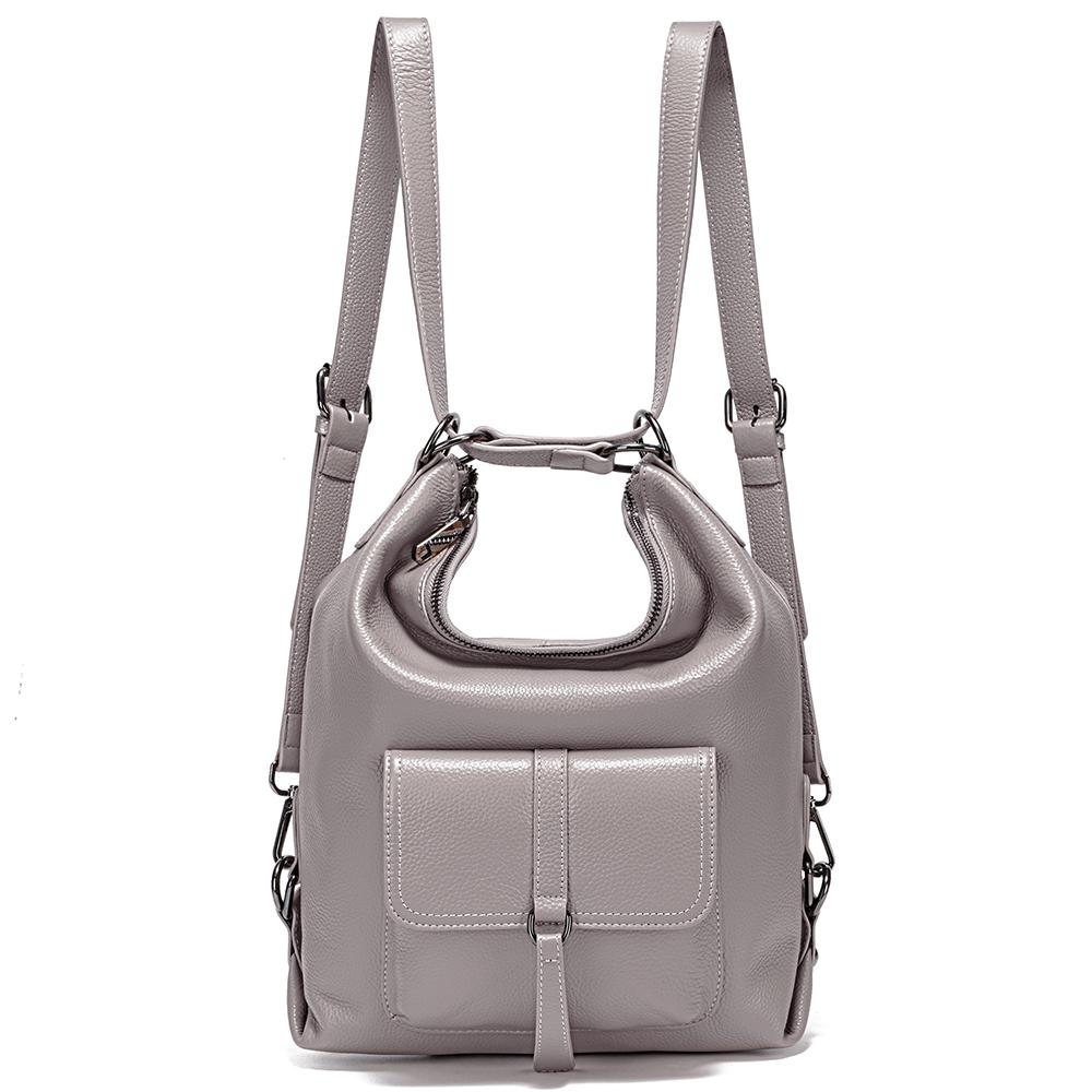 

Zency Стильная женская сумка через плечо из натуральной кожи Рюкзак большой емкости Коричневый серый