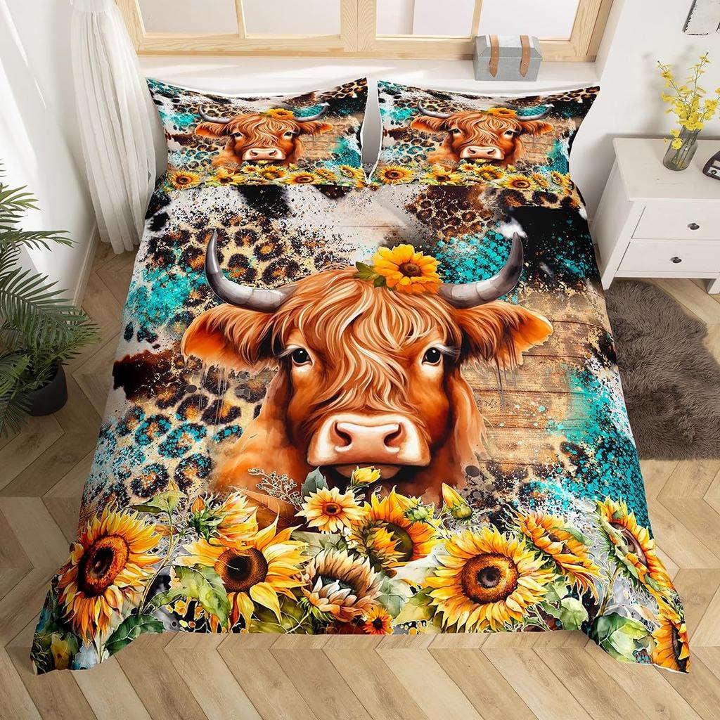 Flower Deer Head Three-Piece Quilt Cover 3D Digital Printing Bedding Set Bed Cover