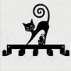 Modern Black Cat Key Holder Wall Mounted Metal Hanger with 5 Hooks Gift for Cat Lovers