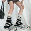 Girls Lolitas Leg Warmers Y2K Stripe Knitted Flared Leg Sleeves Goth Baggy Cuff Ankle Heap Socks JK Uniform Foot Cover
